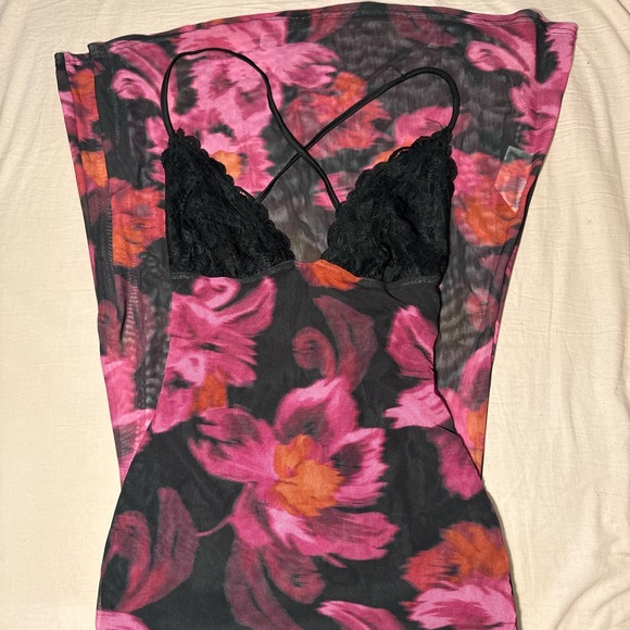 SHEIN Dresses & Skirts - SHEIN Black and Pink Floral Maxi Dress